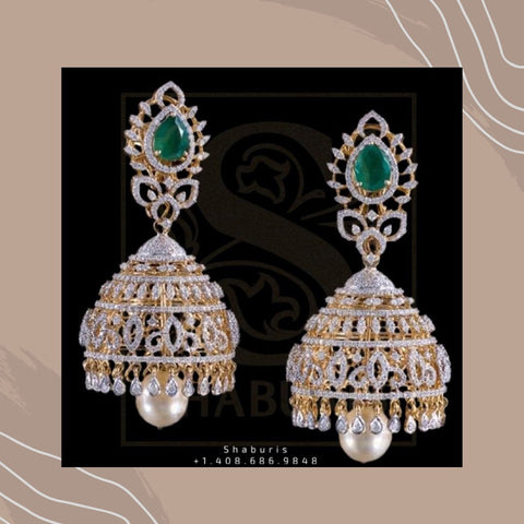 Diamond Buttalu,Swarovski Diamond Jhumka Jewelry Designs,South Indian –  Nihira